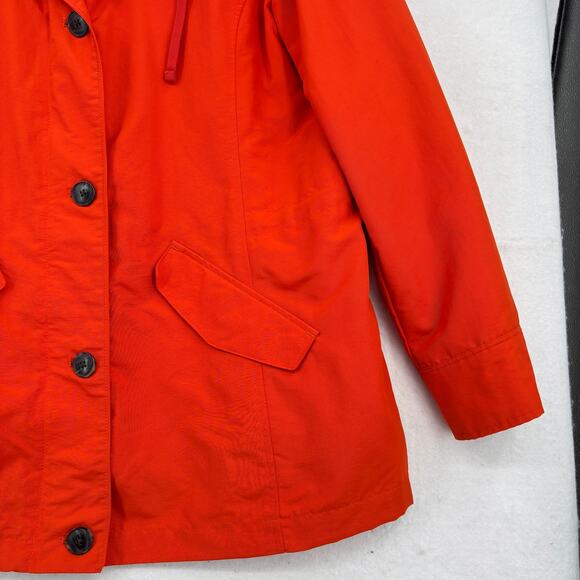 Lands' End Jacket Size M Orange Hooded Nylon Water Resistant Lined Windbreaker - Picture 5 of 13